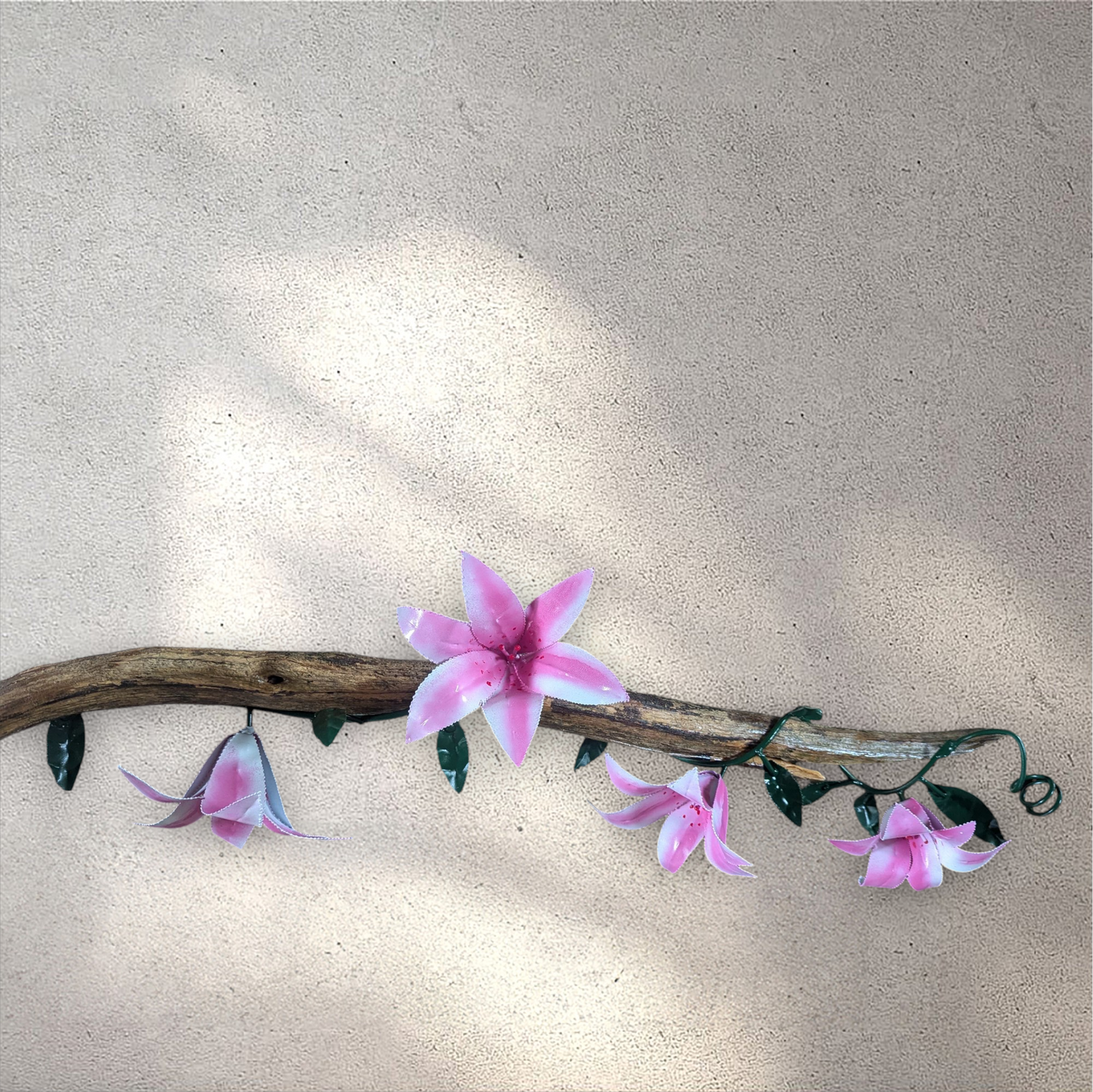Lily vine wrapped around a piece of cedar